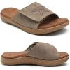 imageKuaiLu Mens Slides Soft Cushion Sport Sandals with Plantar Fasciitis Arch Support Adjustable Open Toe Summer Slippers Slip on Indoor Outdoor Size 715Chestnut