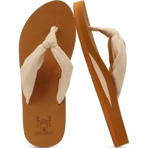 imageKuaiLu Flip Flops for Women with Arch Support Yoga Mat Comfortable Summer Beach Walking Thong Cushion Sandals Slip On Indoor OutdoorBeige Khaki