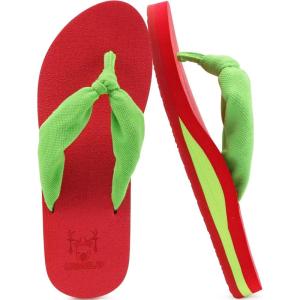 imageKuaiLu Flip Flops for Women with Arch Support Yoga Mat Comfortable Summer Beach Walking Thong Cushion Sandals Slip On Indoor OutdoorGreen Red