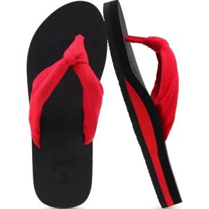 imageKuaiLu Flip Flops for Women with Arch Support Yoga Mat Comfortable Summer Beach Walking Thong Cushion Sandals Slip On Indoor OutdoorRed Black