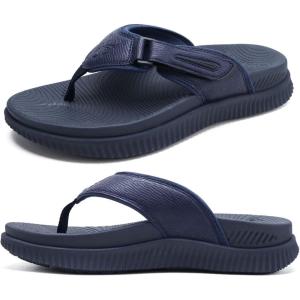 imageKuaiLu Mens Orthotic Flip Flops Mens Recovery Walking Sandals Adjustable Thick Athletic Cushion Sport Slides for Man Water Resistant ampamp Lightweight Soft Comfort Fit ampamp Arch SupportDark Blue