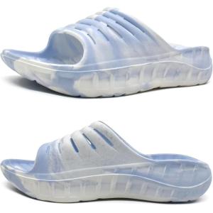 imageKuaiLu Mens Recovery Sandals Orthotic Thick Cushion Open Toe Sport Slides Reduces Stress on Feet With Comfortable Plantar Fasciitis Joints ampamp Back PostExerciseCfgbluish White
