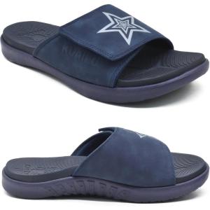 imageKuaiLu Mens Slides Soft Cushion Sport Sandals with Plantar Fasciitis Arch Support Adjustable Open Toe Summer Slippers Slip on Indoor Outdoor Size 715Dark Blue