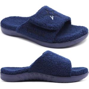 imageKuaiLu Mens Slides Soft Cushion Sport Sandals with Plantar Fasciitis Arch Support Adjustable Open Toe Summer Slippers Slip on Indoor Outdoor Size 715Plush Blue