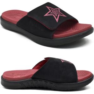 imageKuaiLu Mens Slides Soft Cushion Sport Sandals with Plantar Fasciitis Arch Support Adjustable Open Toe Summer Slippers Slip on Indoor Outdoor Size 715Red Black