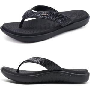 imageKuaiLu Womens Flip Flops Ladies Yoga Mat Comfortable Walking Thong Sandals With Plantar Fasciitis Arch Support Slip On Indoor Outdoor For SummerBlack