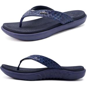imageKuaiLu Womens Flip Flops Ladies Yoga Mat Comfortable Walking Thong Sandals With Plantar Fasciitis Arch Support Slip On Indoor Outdoor For SummerDark Blue