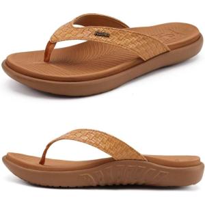 imageKuaiLu Womens Flip Flops Ladies Yoga Mat Comfortable Walking Thong Sandals With Plantar Fasciitis Arch Support Slip On Indoor Outdoor For SummerKhaki
