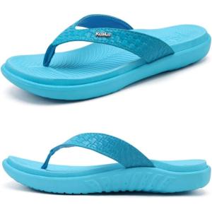 imageKuaiLu Womens Flip Flops Ladies Yoga Mat Comfortable Walking Thong Sandals With Plantar Fasciitis Arch Support Slip On Indoor Outdoor For SummerPure Blue