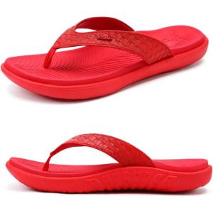 imageKuaiLu Womens Flip Flops Ladies Yoga Mat Comfortable Walking Thong Sandals With Plantar Fasciitis Arch Support Slip On Indoor Outdoor For SummerPure Red