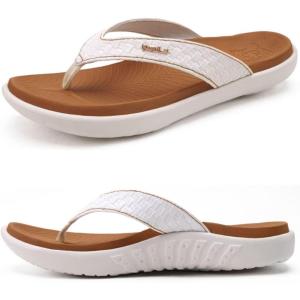 imageKuaiLu Womens Flip Flops Ladies Yoga Mat Comfortable Walking Thong Sandals With Plantar Fasciitis Arch Support Slip On Indoor Outdoor For SummerWhite Khaki