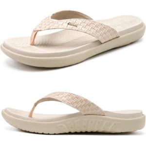 imageKuaiLu Womens Flip Flops Ladies Yoga Mat Comfortable Walking Thong Sandals With Plantar Fasciitis Arch Support Slip On Indoor Outdoor For SummerWhite