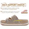 imageKuaiLu Womens Glitter Sandals with Arch Support Comfortable Orthopedic Cushion Recovery Slides Summer Fashion Sparkly Rhinestones Sandals Slip On Plantar Fasciitis Slippers for Indoor OutdoorBeige