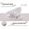 imageKuaiLu Womens Glitter Sandals with Arch Support Comfortable Orthopedic Cushion Recovery Slides Summer Fashion Sparkly Rhinestones Sandals Slip On Plantar Fasciitis Slippers for Indoor OutdoorWhite