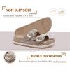 imageKuaiLu Womens Glitter Sandals with Arch Support Comfortable Orthopedic Cushion Recovery Slides Summer Fashion Sparkly Rhinestones Sandals Slip On Plantar Fasciitis Slippers for Indoor OutdoorBeige