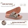 imageKuaiLu Womens Glitter Sandals with Arch Support Comfortable Orthopedic Cushion Recovery Slides Summer Fashion Sparkly Rhinestones Sandals Slip On Plantar Fasciitis Slippers for Indoor OutdoorKhaki