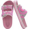 imageKuaiLu Womens Glitter Sandals with Arch Support Comfortable Orthopedic Cushion Recovery Slides Summer Fashion Sparkly Rhinestones Sandals Slip On Plantar Fasciitis Slippers for Indoor OutdoorPink