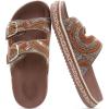 imageKuaiLu Womens Glitter Sandals with Arch Support Comfortable Orthopedic Cushion Recovery Slides Summer Fashion Sparkly Rhinestones Sandals Slip On Plantar Fasciitis Slippers for Indoor OutdoorBrown