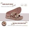 imageKuaiLu Womens Glitter Sandals with Arch Support Comfortable Orthopedic Cushion Recovery Slides Summer Fashion Sparkly Rhinestones Sandals Slip On Plantar Fasciitis Slippers for Indoor OutdoorBrown