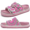imageKuaiLu Womens Glitter Sandals with Arch Support Comfortable Orthopedic Cushion Recovery Slides Summer Fashion Sparkly Rhinestones Sandals Slip On Plantar Fasciitis Slippers for Indoor OutdoorPink