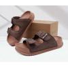 imageKuaiLu Womens Sandals with Arch Support Comfortable Orthopedic Cushion Recovery Slides Summer Fashion Leather Double Buckle Casual Slip On Plantar Fasciitis Shoes for IndoorampampOutdoor US Size 612Brown
