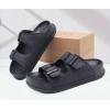 imageKuaiLu Womens Sandals with Arch Support Comfortable Orthopedic Cushion Recovery Slides Summer Fashion Leather Double Buckle Casual Slip On Plantar Fasciitis Shoes for IndoorampampOutdoor US Size 612Black