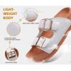 imageKuaiLu Womens Sandals with Arch Support Comfortable Orthopedic Cushion Recovery Slides Summer Fashion Leather Double Buckle Casual Slip On Plantar Fasciitis Shoes for IndoorampampOutdoor US Size 612White Khaki