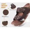 imageKuaiLu Womens Sandals with Arch Support Comfortable Orthopedic Cushion Recovery Slides Summer Fashion Leather Double Buckle Casual Slip On Plantar Fasciitis Shoes for IndoorampampOutdoor US Size 612Brown