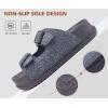 imageKuaiLu Womens Sandals with Arch Support Comfortable Orthopedic Cushion Recovery Slides Summer Fashion Leather Double Buckle Casual Slip On Plantar Fasciitis Shoes for IndoorampampOutdoor US Size 612Grey