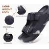 imageKuaiLu Womens Sandals with Arch Support Comfortable Orthopedic Cushion Recovery Slides Summer Fashion Leather Double Buckle Casual Slip On Plantar Fasciitis Shoes for IndoorampampOutdoor US Size 612Black