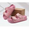 imageKuaiLu Womens Sandals with Arch Support Comfortable Orthopedic Cushion Recovery Slides Summer Fashion Leather Double Buckle Casual Slip On Plantar Fasciitis Shoes for IndoorampampOutdoor US Size 612Pink