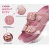 imageKuaiLu Womens Sandals with Arch Support Comfortable Orthopedic Cushion Recovery Slides Summer Fashion Leather Double Buckle Casual Slip On Plantar Fasciitis Shoes for IndoorampampOutdoor US Size 612Pink
