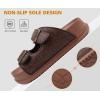imageKuaiLu Womens Sandals with Arch Support Comfortable Orthopedic Cushion Recovery Slides Summer Fashion Leather Double Buckle Casual Slip On Plantar Fasciitis Shoes for IndoorampampOutdoor US Size 612Brown