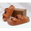 imageKuaiLu Womens Sandals with Arch Support Comfortable Orthopedic Cushion Recovery Slides Summer Fashion Leather Double Buckle Casual Slip On Plantar Fasciitis Shoes for IndoorampampOutdoor US Size 612Khaki