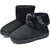 imageKuaiLu Womens Slippers Boots Cozy Memory Foam Ladies Bootie Slipper Warm Fuzzy Faux Fur Lined Winter Ankle House ShoesAllblack