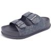 imageKuaiLu Womens Sandals with Arch Support Comfortable Orthopedic Cushion Recovery Slides Summer Fashion Leather Double Buckle Casual Slip On Plantar Fasciitis Shoes for IndoorampampOutdoor US Size 612Grey