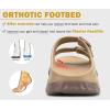 imageKuaiLu Womens Recovery Sandals With Comfortable Plantar Fasciitis Arch Support Orthotic Adjustable Thick Cushion Sport Slides Reduces Stress on Feet Joints ampamp Back PostExerciseKhaki Brown