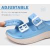 imageKuaiLu Womens Recovery Sandals With Comfortable Plantar Fasciitis Arch Support Orthotic Adjustable Thick Cushion Sport Slides Reduces Stress on Feet Joints ampamp Back PostExerciseBlue White