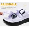 imageKuaiLu Womens Recovery Sandals With Comfortable Plantar Fasciitis Arch Support Orthotic Adjustable Thick Cushion Sport Slides Reduces Stress on Feet Joints ampamp Back PostExerciseWhite Black