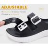 imageKuaiLu Womens Recovery Sandals With Comfortable Plantar Fasciitis Arch Support Orthotic Adjustable Thick Cushion Sport Slides Reduces Stress on Feet Joints ampamp Back PostExerciseBlack White