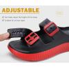 imageKuaiLu Womens Recovery Sandals With Comfortable Plantar Fasciitis Arch Support Orthotic Adjustable Thick Cushion Sport Slides Reduces Stress on Feet Joints ampamp Back PostExerciseBlackRed