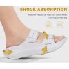 imageKuaiLu Womens Recovery Sandals With Comfortable Plantar Fasciitis Arch Support Orthotic Adjustable Thick Cushion Sport Slides Reduces Stress on Feet Joints ampamp Back PostExerciseWhite