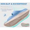 imageKuaiLu Womens Recovery Sandals With Comfortable Plantar Fasciitis Arch Support Orthotic Adjustable Thick Cushion Sport Slides Reduces Stress on Feet Joints ampamp Back PostExerciseBlue White