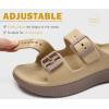 imageKuaiLu Womens Recovery Sandals With Comfortable Plantar Fasciitis Arch Support Orthotic Adjustable Thick Cushion Sport Slides Reduces Stress on Feet Joints ampamp Back PostExerciseKhaki Brown