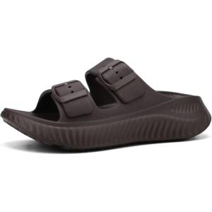 imageKuaiLu Womens Recovery Sandals With Comfortable Plantar Fasciitis Arch Support Orthotic Adjustable Thick Cushion Sport Slides Reduces Stress on Feet Joints ampamp Back PostExerciseDark Brown