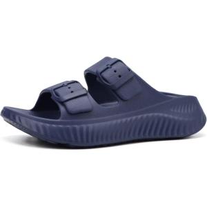 imageKuaiLu Womens Recovery Sandals With Comfortable Plantar Fasciitis Arch Support Orthotic Adjustable Thick Cushion Sport Slides Reduces Stress on Feet Joints ampamp Back PostExerciseNavy Blue