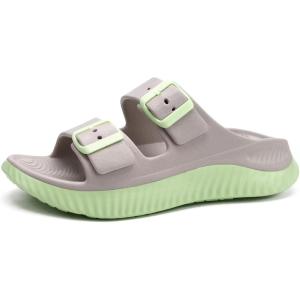 imageKuaiLu Womens Recovery Sandals With Comfortable Plantar Fasciitis Arch Support Orthotic Adjustable Thick Cushion Sport Slides Reduces Stress on Feet Joints ampamp Back PostExerciseApricot Green