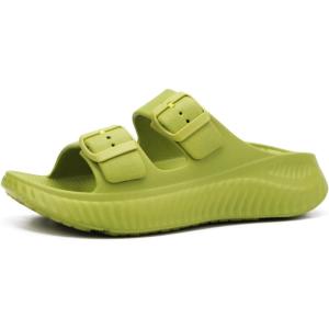 imageKuaiLu Womens Recovery Sandals With Comfortable Plantar Fasciitis Arch Support Orthotic Adjustable Thick Cushion Sport Slides Reduces Stress on Feet Joints ampamp Back PostExerciseGreen
