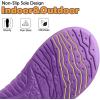 imageKuaiLu Womens Clog Slippers with Comfy Arch Support Orthotic Plantar Memory Foam Ladies Slippers for Women Winter Warm Fluff Faux Slip on Felt Houes Shoes Hard Rubber Sole Purple Plaid size 11