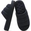 imageKuaiLu Mens Slippers Fabric Warm Sandal Slippers Memory Foam Indoor Outdoor House Slippers Shoes Comfortable Slip on Lightweight Soft Cushion Scuff Slipper For Man with Arch Support Black Size 9